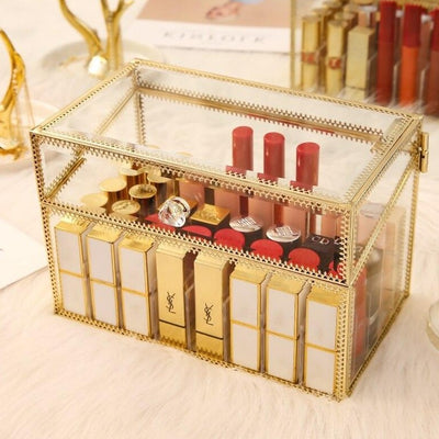 Boite Rangement Maquillage En Or refermable