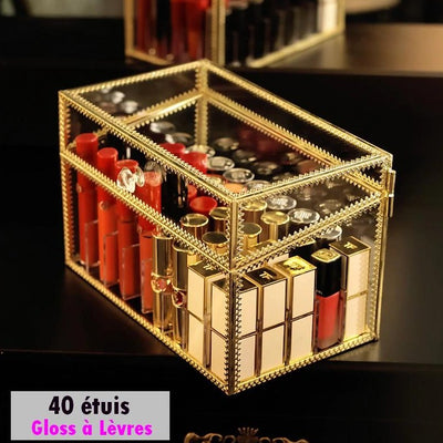 Boite Rangement Maquillage En Or gloss à lèvres