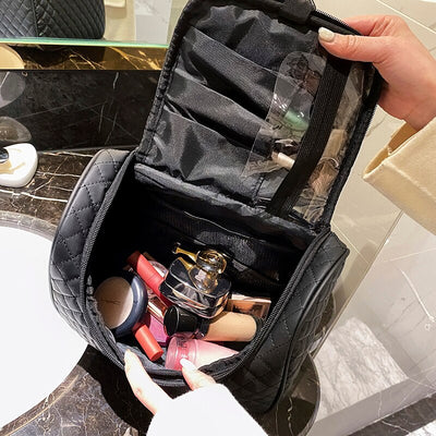 Trousse Maquillage Matelassée Noire, trousse de toilette