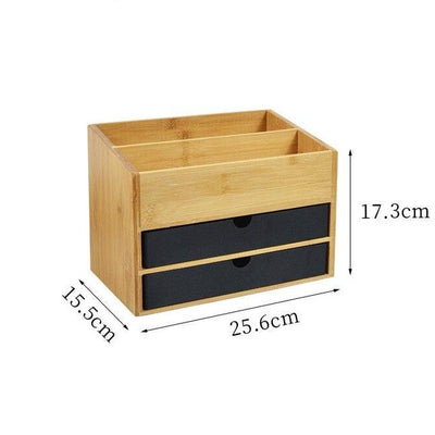 Rangement à Maquillage en Bambou avec Tiroir Elinor, rangement à maquillage haut de gamme