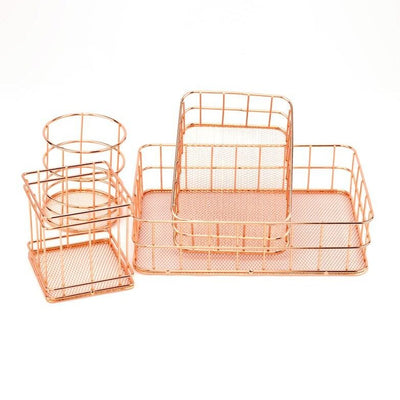 Rangement Maquillage Doré En Acier