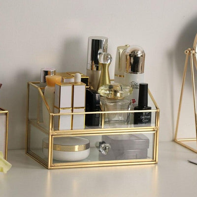 Rangement Maquillage Avec Tiroirs Transparents en verre