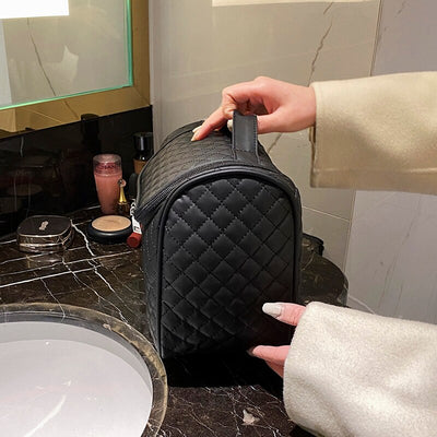 Trousse Maquillage Matelassée Noire, trousse de voyage pour femme