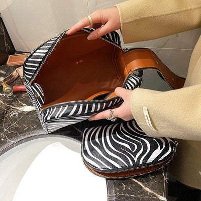 Trousse à Maquillage Zèbre, trousse à maquillage cuir