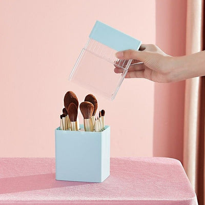 Pot Rangement Maquillage bleu