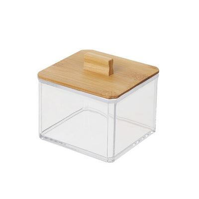 Rangement Maquillage Transparent en Acrylique et Bambou, trousse rangement maquillage et pinceaux