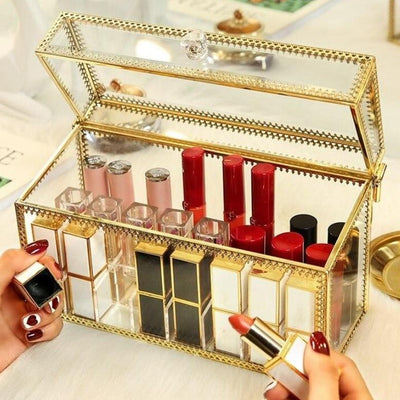 Boite Rangement Maquillage En Or haut de gamme