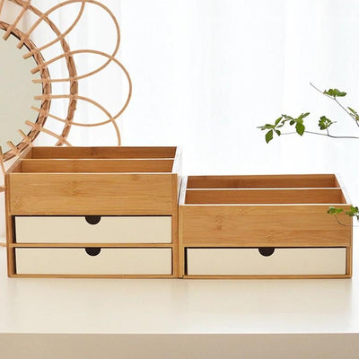 Rangement à Maquillage en Bambou avec Tiroir Elinor, organiseur pour maquillage