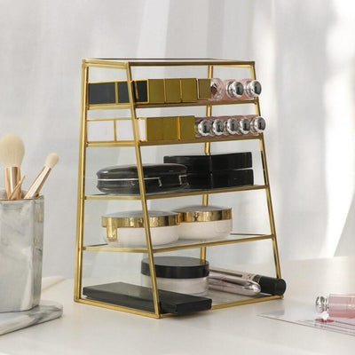 Rangement Maquillage En Acrylique Organiseur Doré