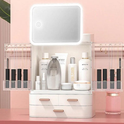 Boite Rangement Maquillage Et Bijoux avec miroir